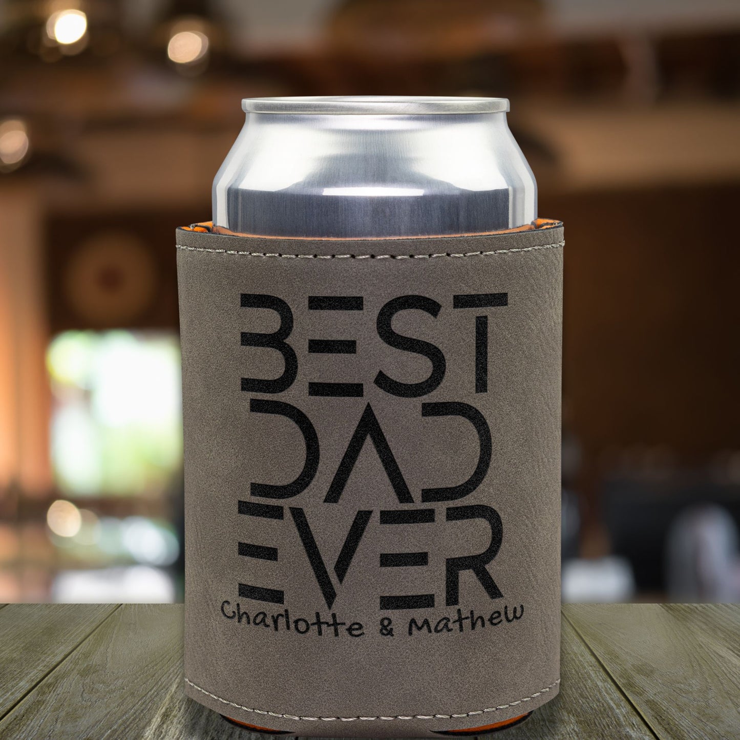 Best Dad Ever Gift Leather custom can koozies