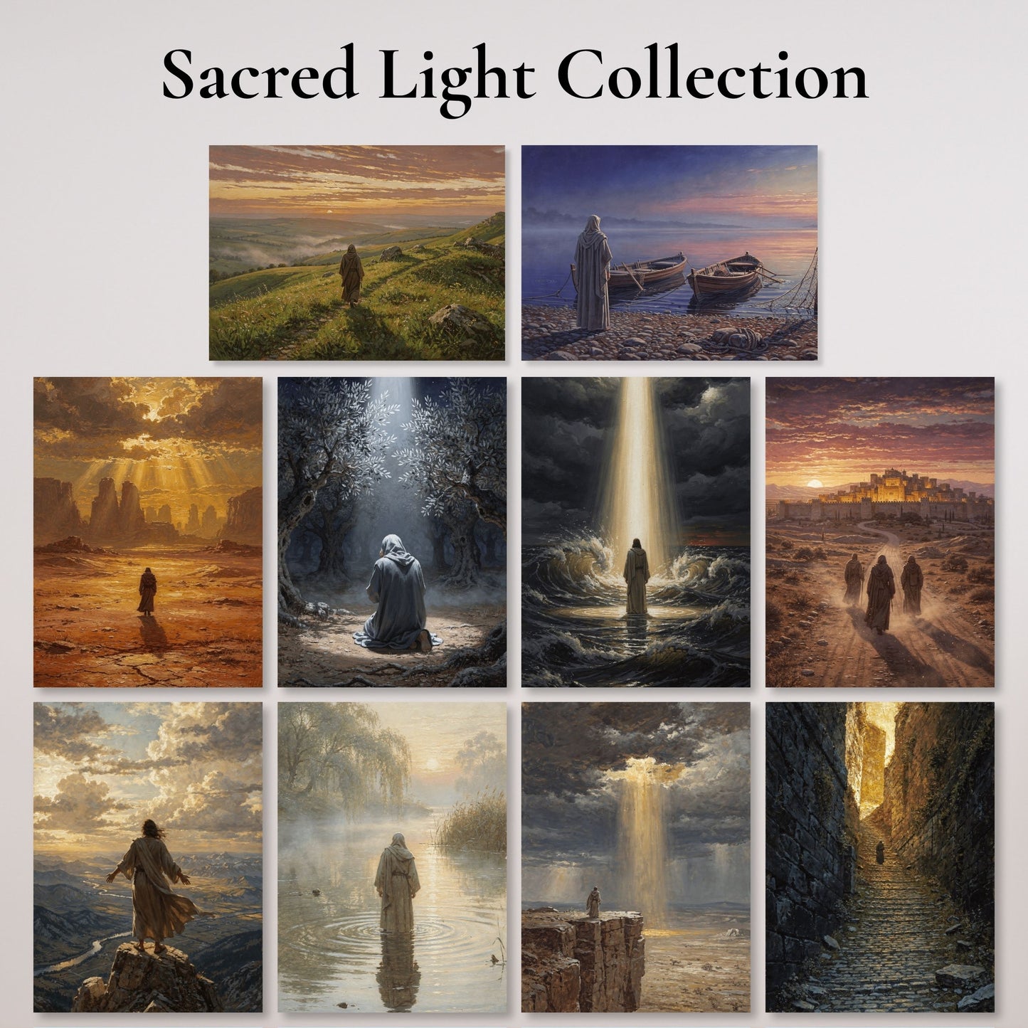 Desert Dawn Walk, Cinematic Jesus Canvas Wall Art