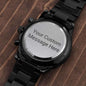 Customizable Engraved Black Chronograph Watch for Men