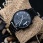 Customizable Engraved Black Chronograph Watch for Men
