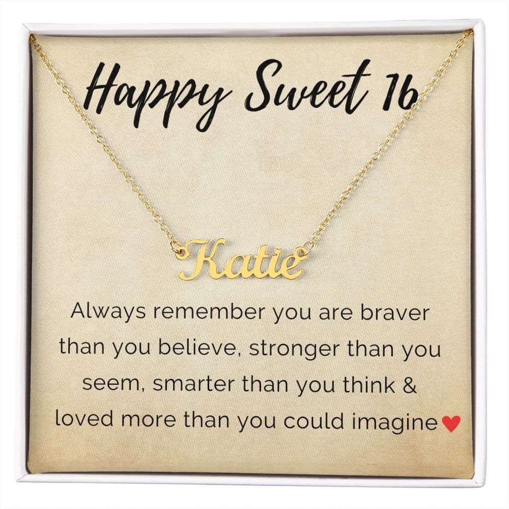 Personalized Sweet 16 Birthday Name Necklace