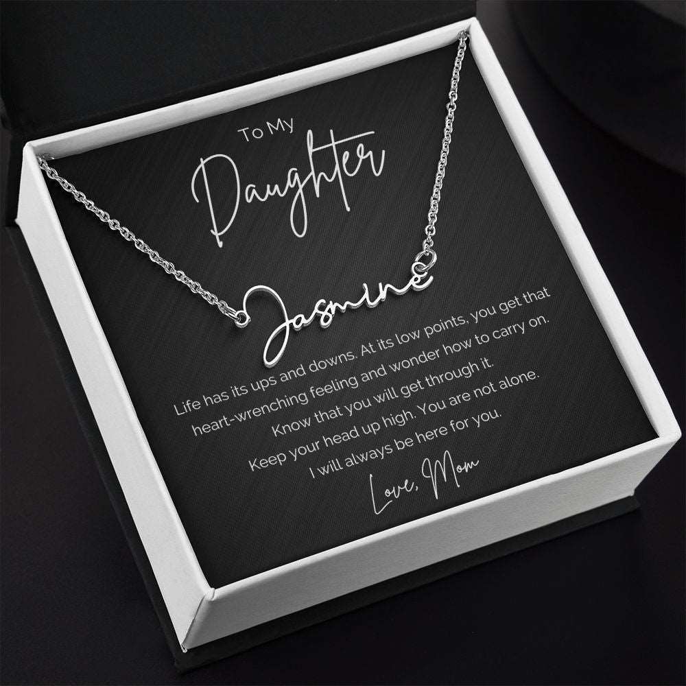 Encouragement Gift To Daughter from Dad-Signature Name Necklace Someone going through a difficult time needs to know they are loved and supported. dainty Signature Style Name Necklace Encouragement gift, Inspirational Gift, Motivational Gift, Sympathy Gift, gift to daughter, Uplifting Gift, Suicide Prevention, Mental Health Gift, Thinking Of You, Loss Of Job, Divorce Gift, Breakup, depression.