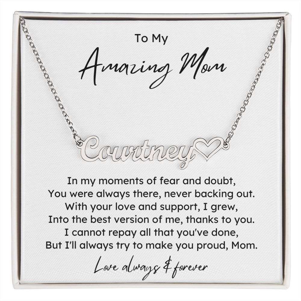 Amazing Mom Name Necklace + Heart