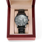 Customizable Engraved Black Chronograph Watch for Men