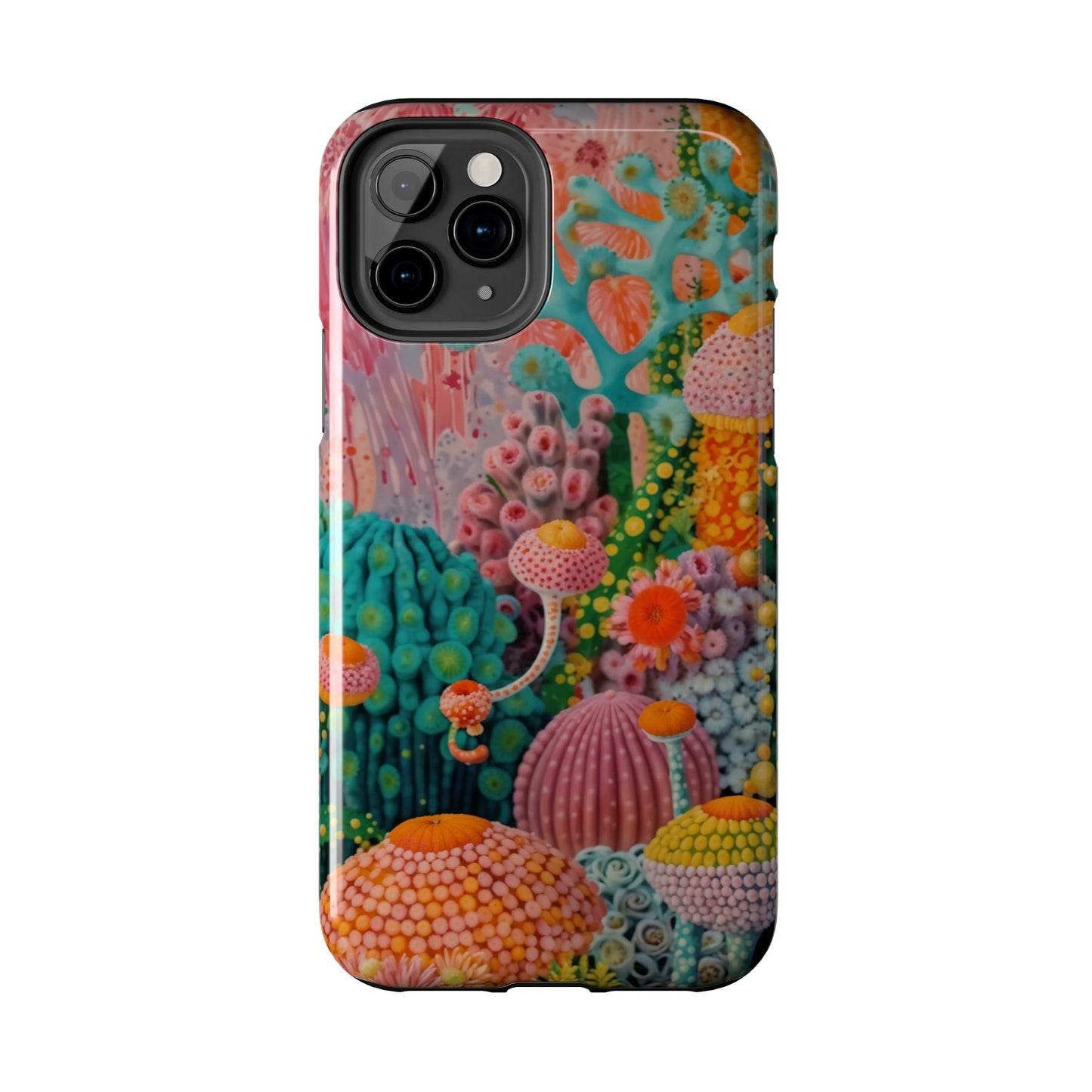 Colorful Japanese Art Print Design Inspired By Yayoi Kusama, Tough Impact Resistant 2-piece design iPhone Case