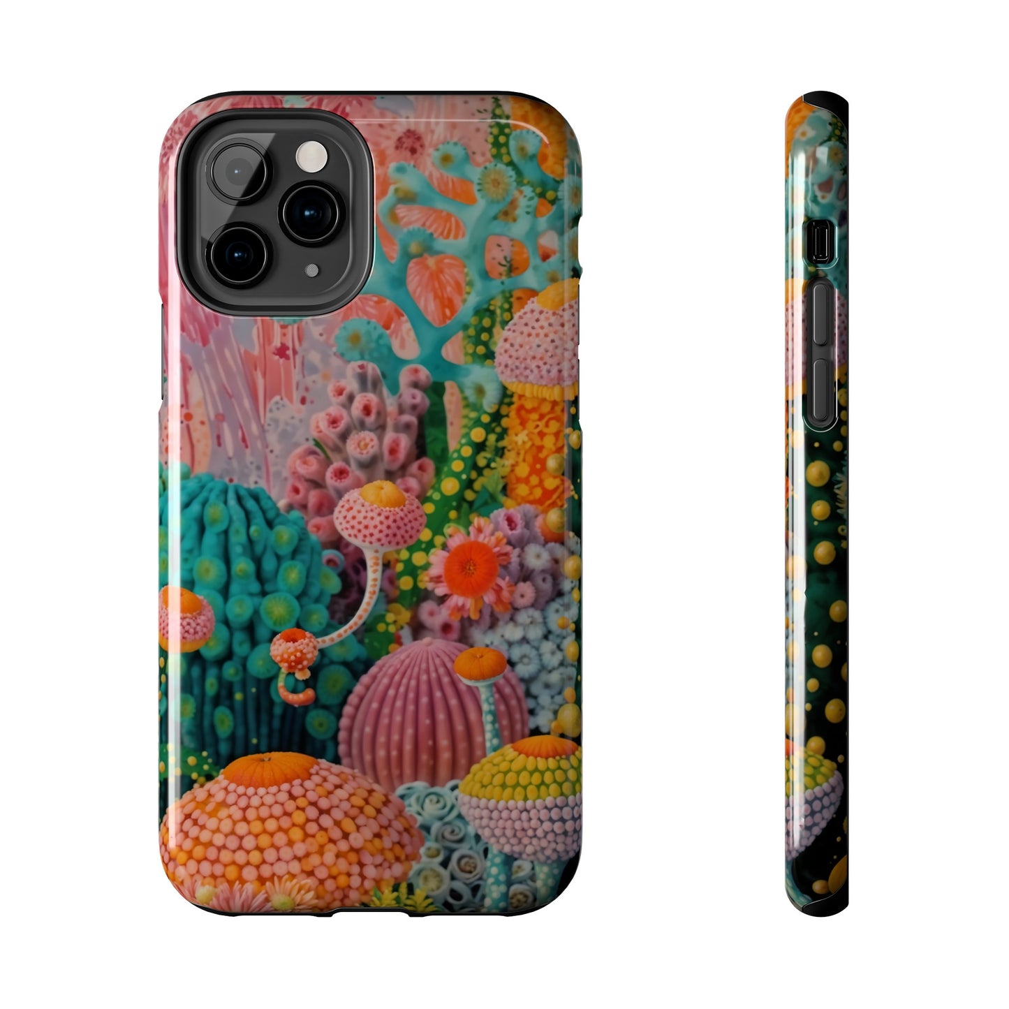 Colorful Japanese Art Print Design Inspired By Yayoi Kusama, Tough Impact Resistant 2-piece design iPhone Case