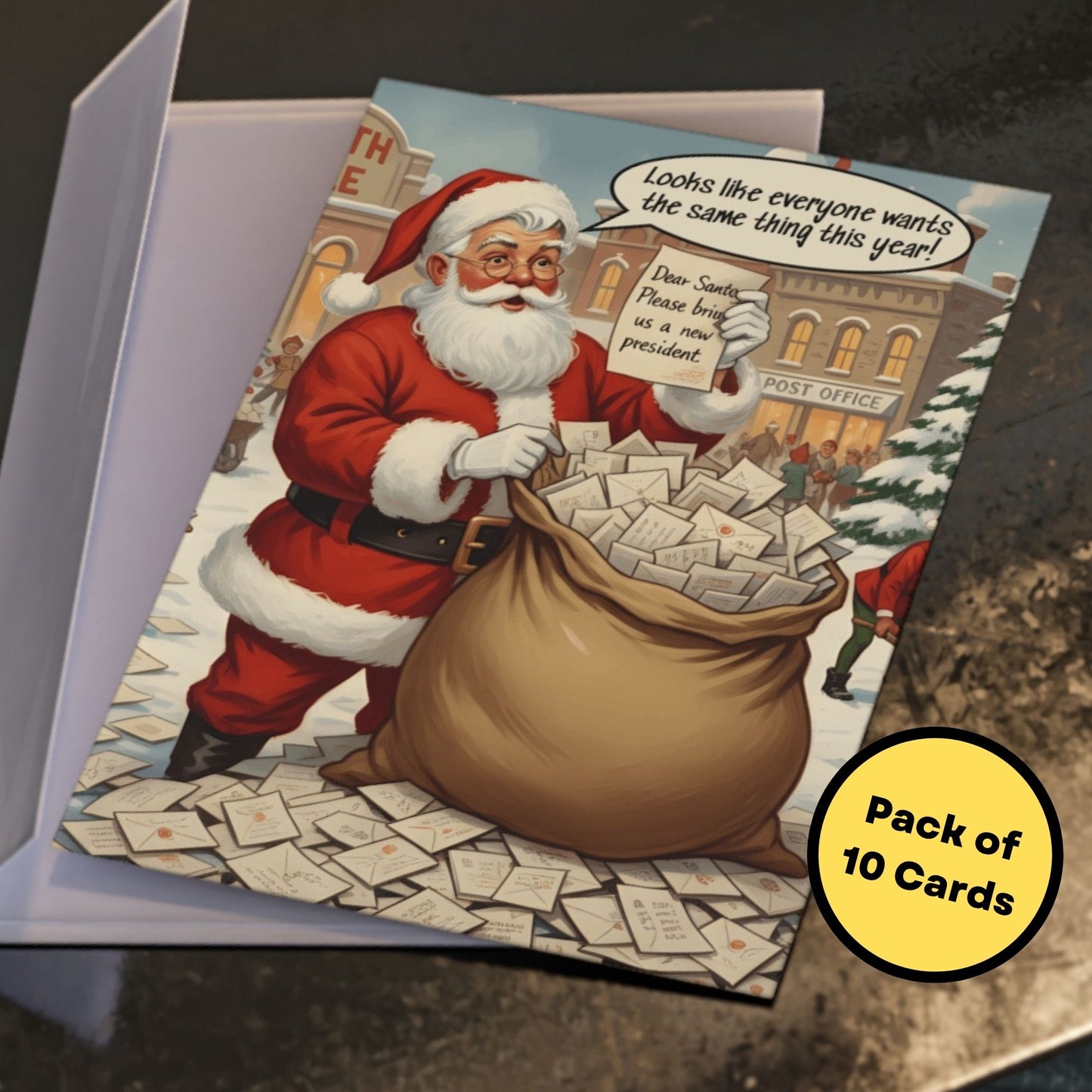 Anti Trump Christmas Card Funny Political Holiday Greeting, New President Satire Gag Gift, Pack of 10 Large 5”x7”