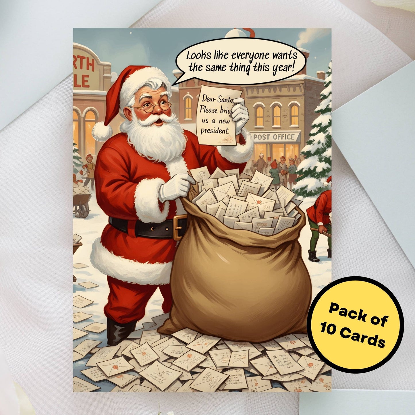 Anti Trump Christmas Card Funny Political Holiday Greeting, New President Satire Gag Gift, Pack of 10 Large 5”x7”