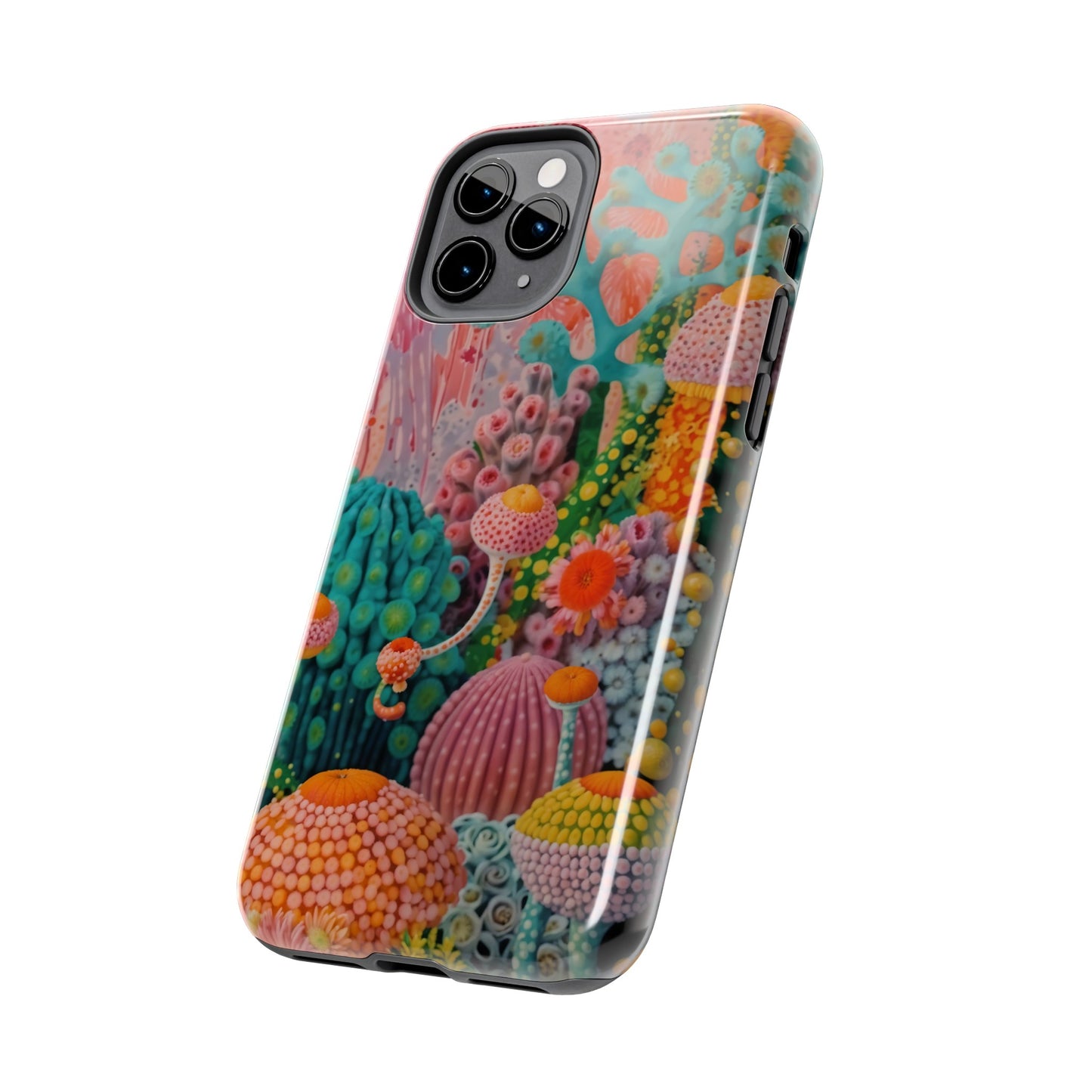 Colorful Japanese Art Print Design Inspired By Yayoi Kusama, Tough Impact Resistant 2-piece design iPhone Case