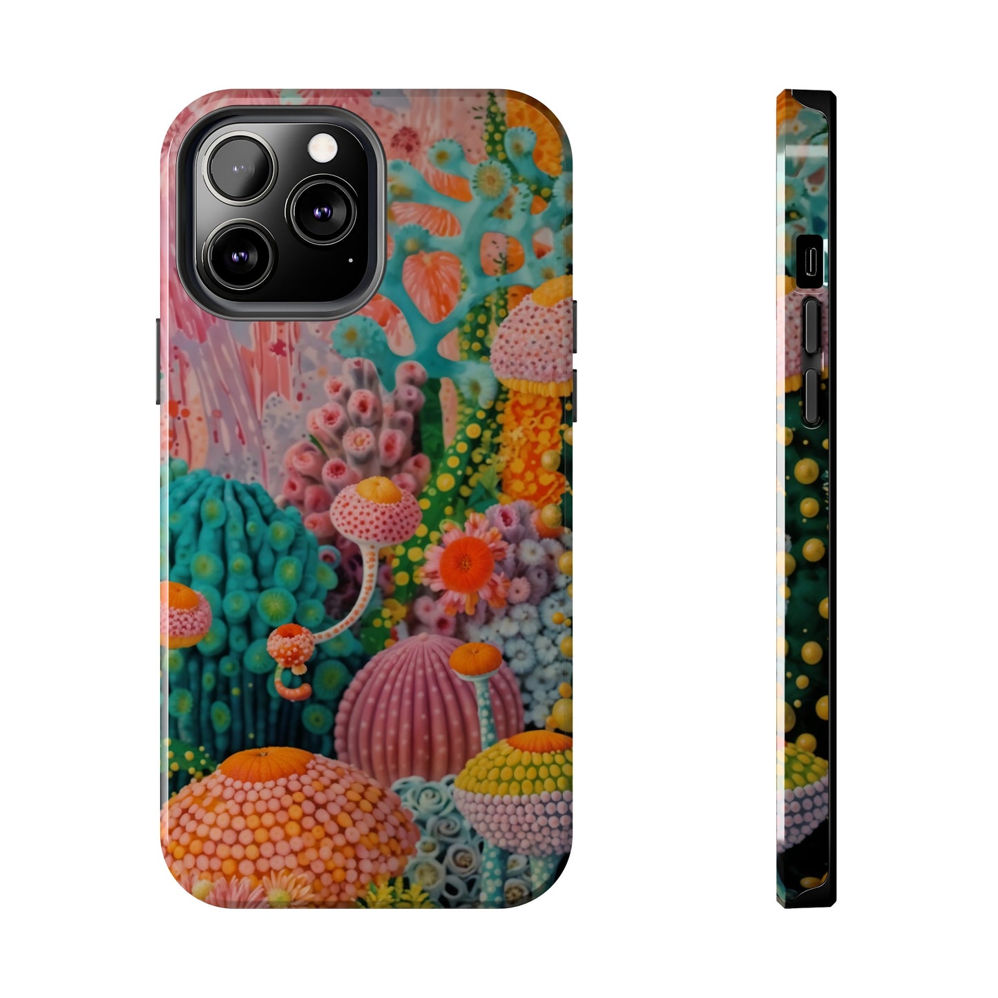 Colorful Japanese Art Print Design Inspired By Yayoi Kusama, Tough Impact Resistant 2-piece design iPhone Case