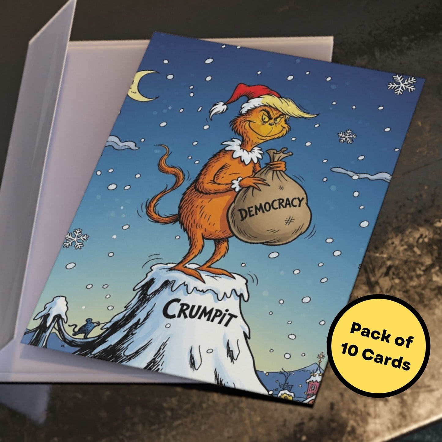 Funny Trump Grinch Christmas Card, Anti Trump Holiday Card, Grinch Who Stole Democracy, Liberal Humor, Political Gag Gift, Satire Art