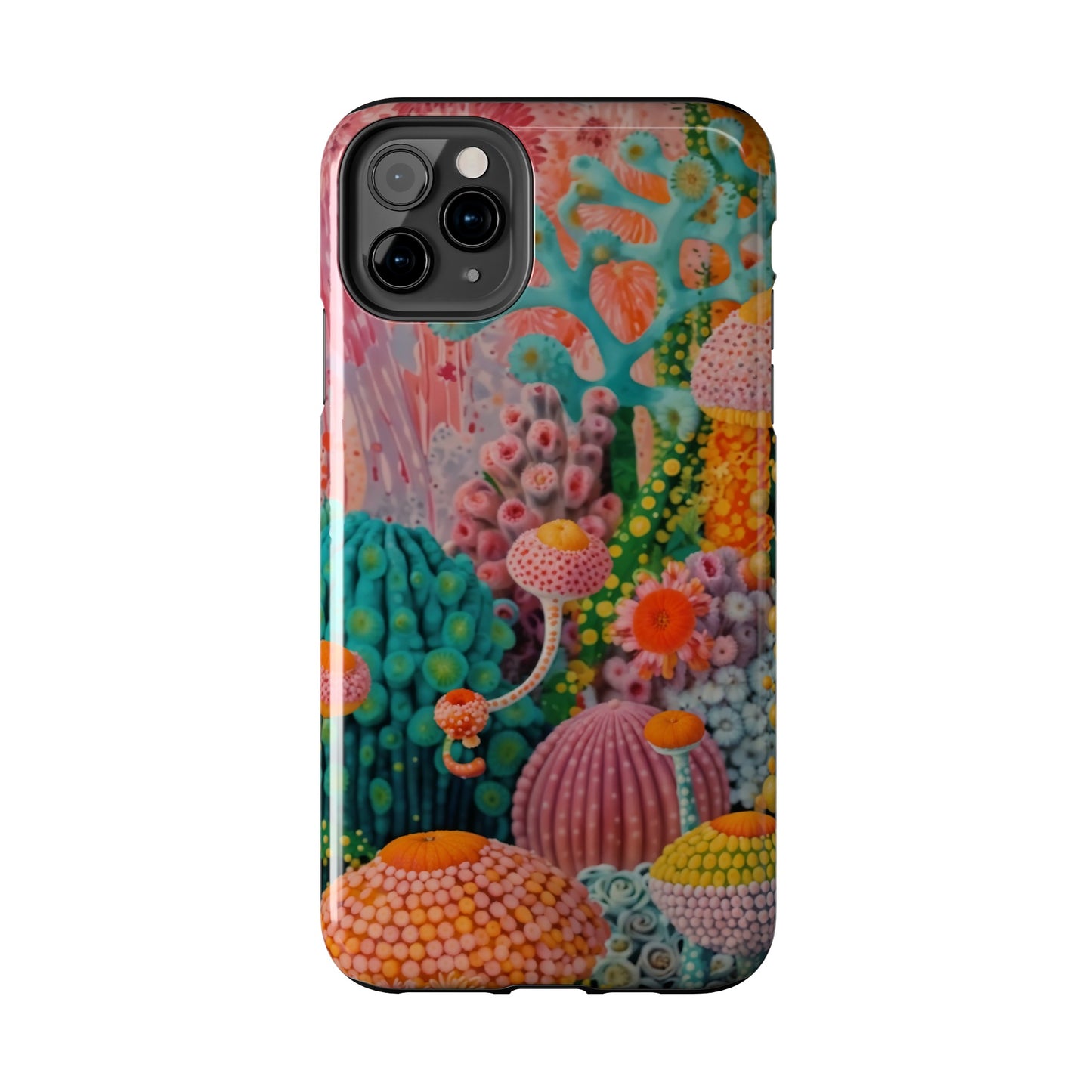 Colorful Japanese Art Print Design Inspired By Yayoi Kusama, Tough Impact Resistant 2-piece design iPhone Case