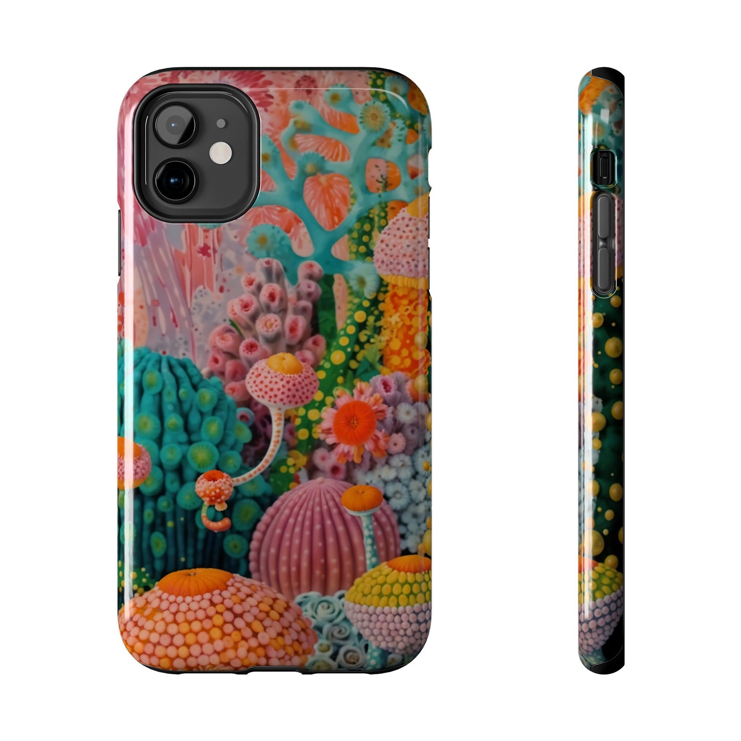 Colorful Japanese Art Print Design Inspired By Yayoi Kusama, Tough Impact Resistant 2-piece design iPhone Case