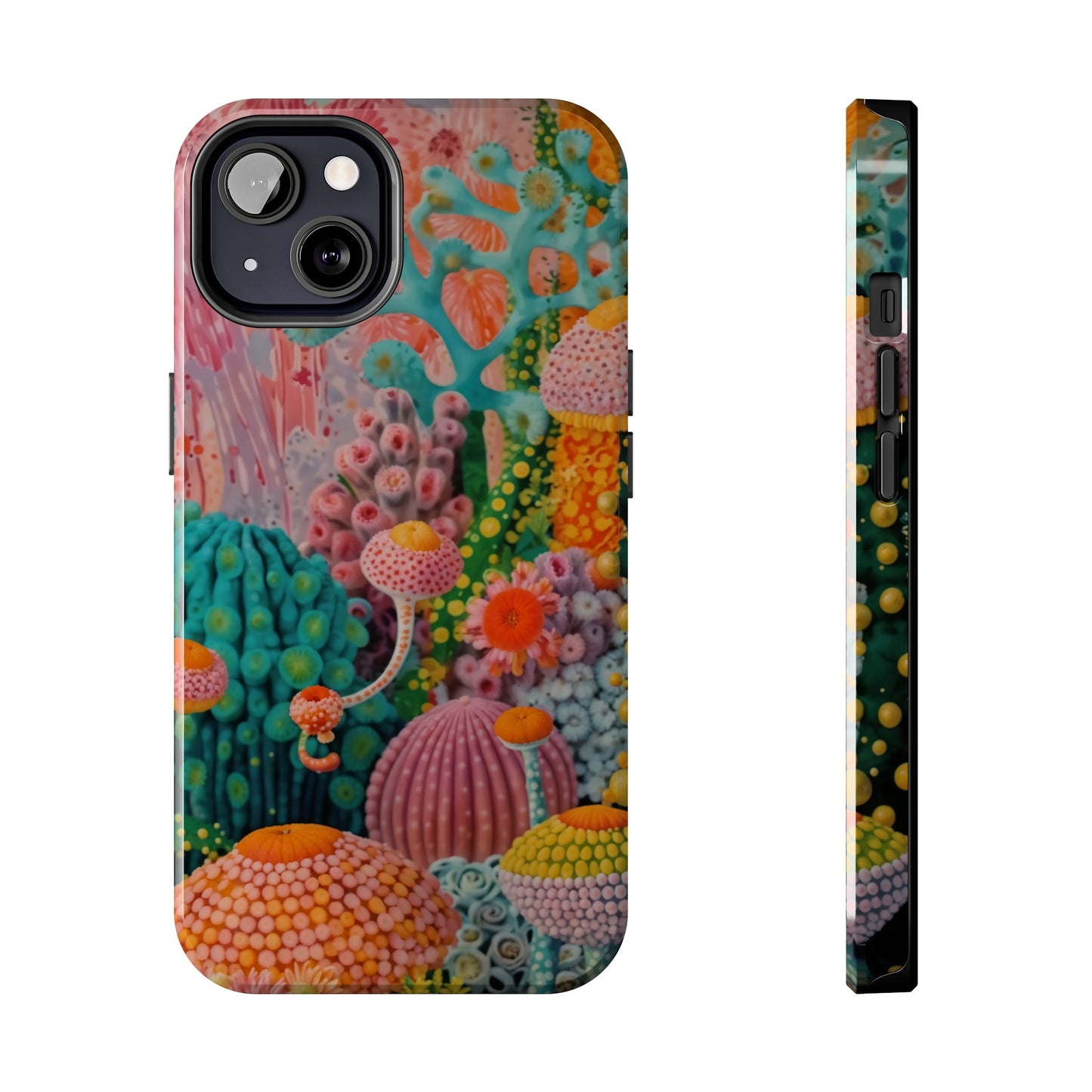 Colorful Japanese Art Print Design Inspired By Yayoi Kusama, Tough Impact Resistant 2-piece design iPhone Case