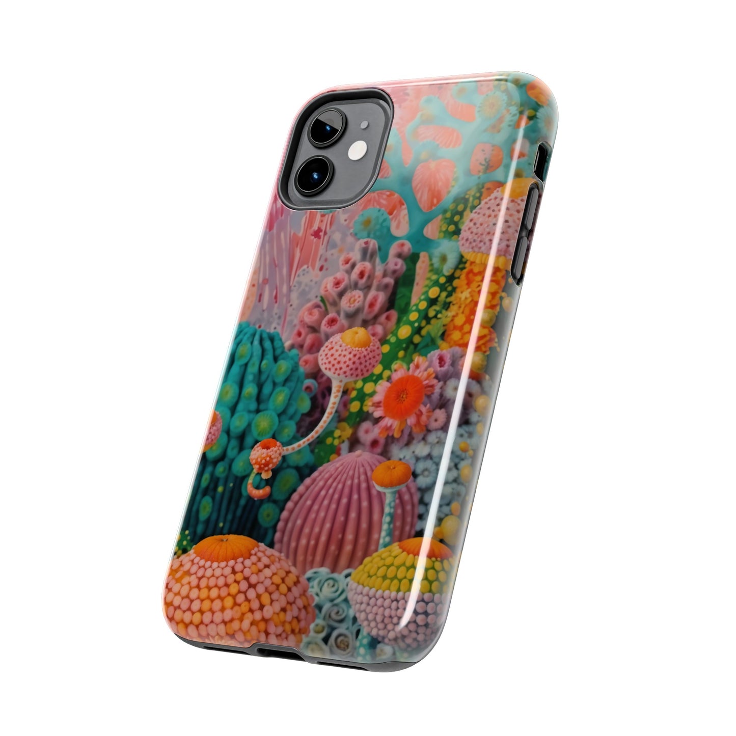 Colorful Japanese Art Print Design Inspired By Yayoi Kusama, Tough Impact Resistant 2-piece design iPhone Case