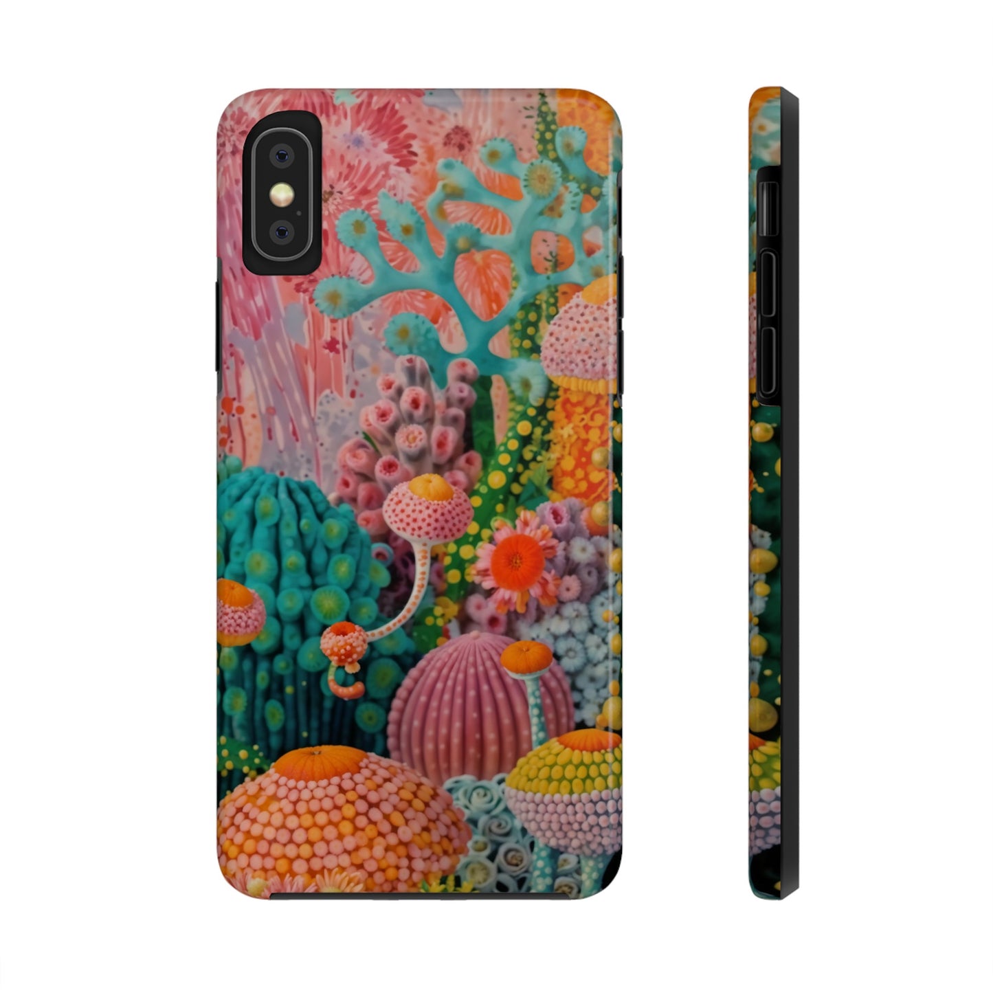 Colorful Japanese Art Print Design Inspired By Yayoi Kusama, Tough Impact Resistant 2-piece design iPhone Case