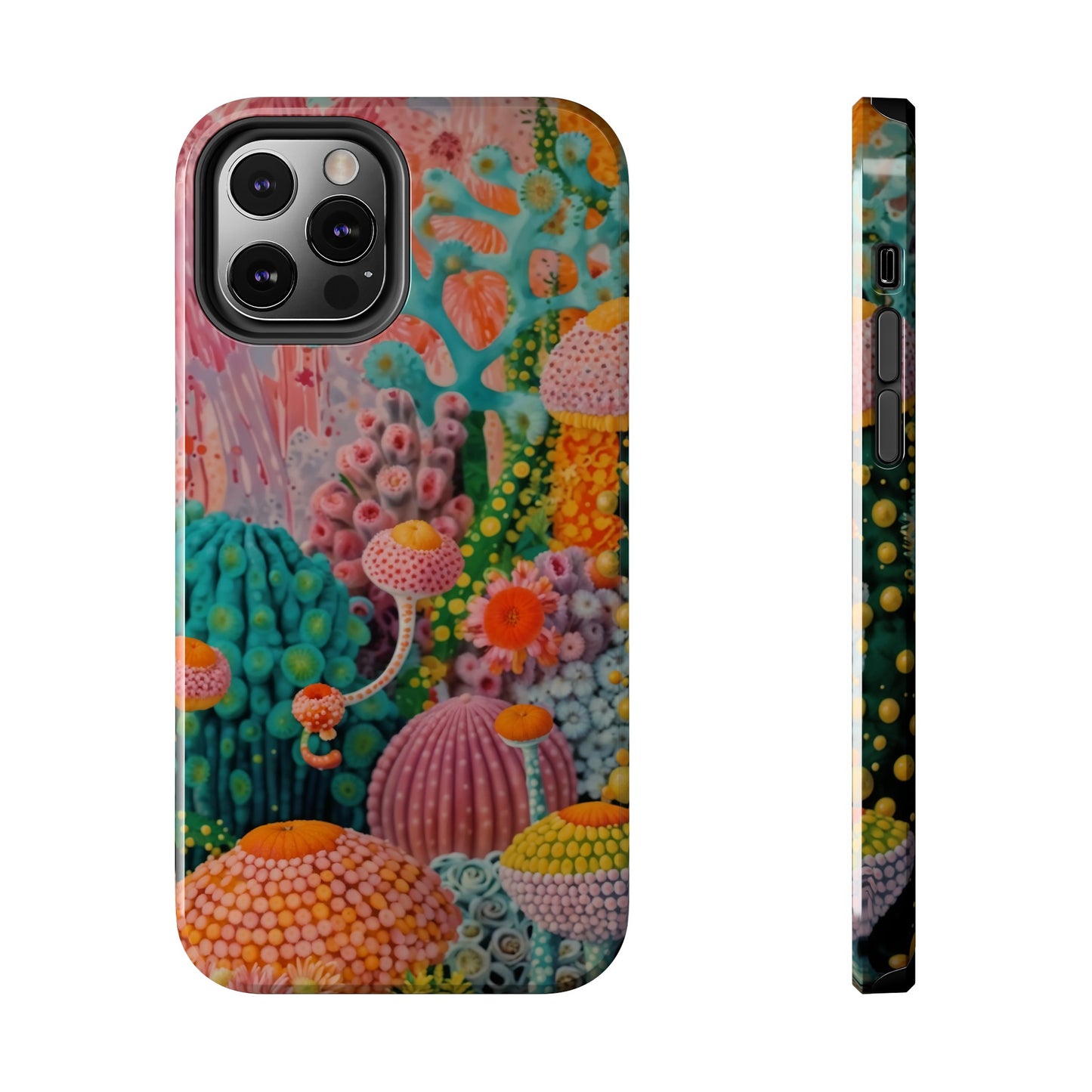 Colorful Japanese Art Print Design Inspired By Yayoi Kusama, Tough Impact Resistant 2-piece design iPhone Case