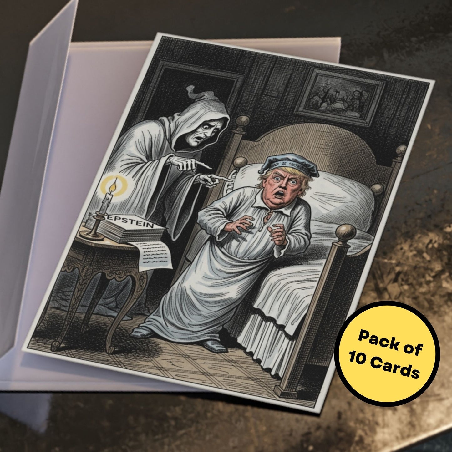 Anti Trump Christmas Carol Card, Scrooge Parody Holiday Card, Funny Epstein Humor, Liberal Anti-Trump Gift, Literary Political Satire