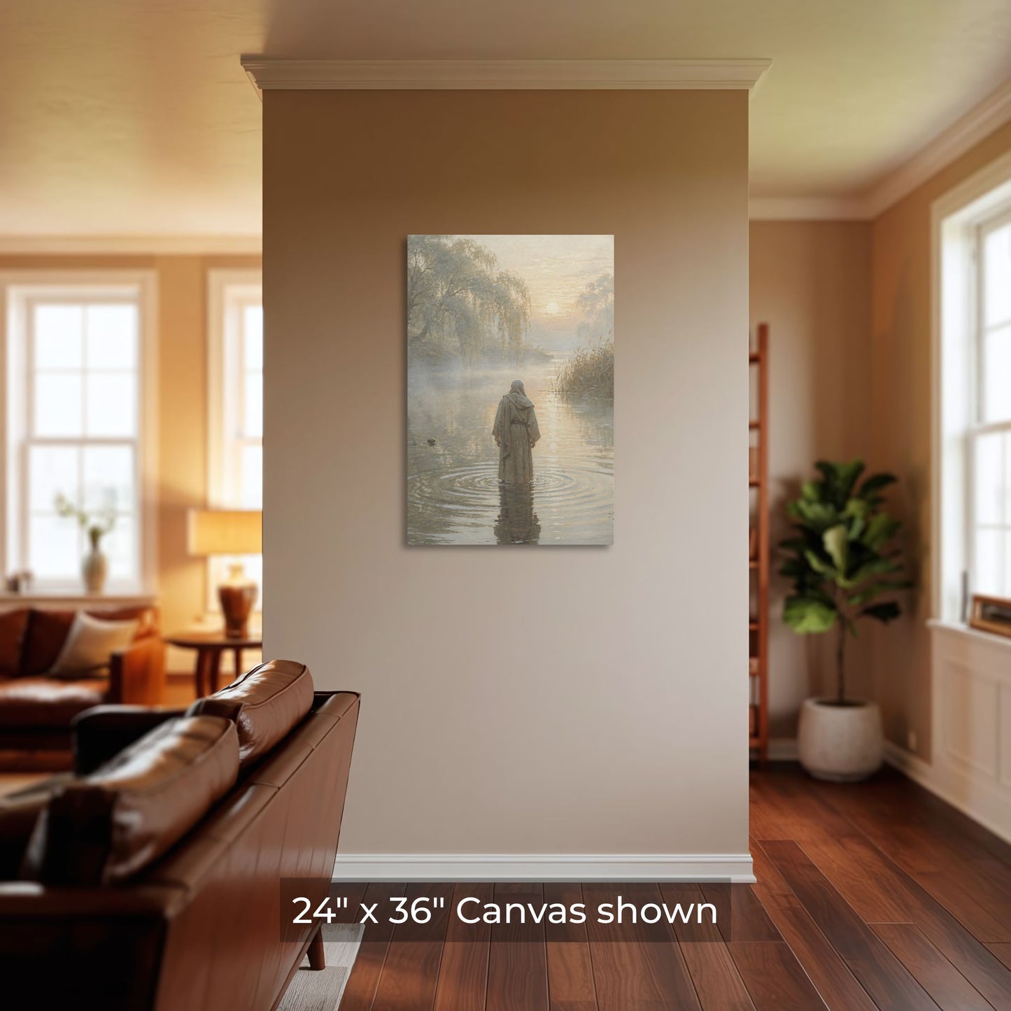 The Jordan River at Dawn, Jesus Baptism Canvas Wall Art