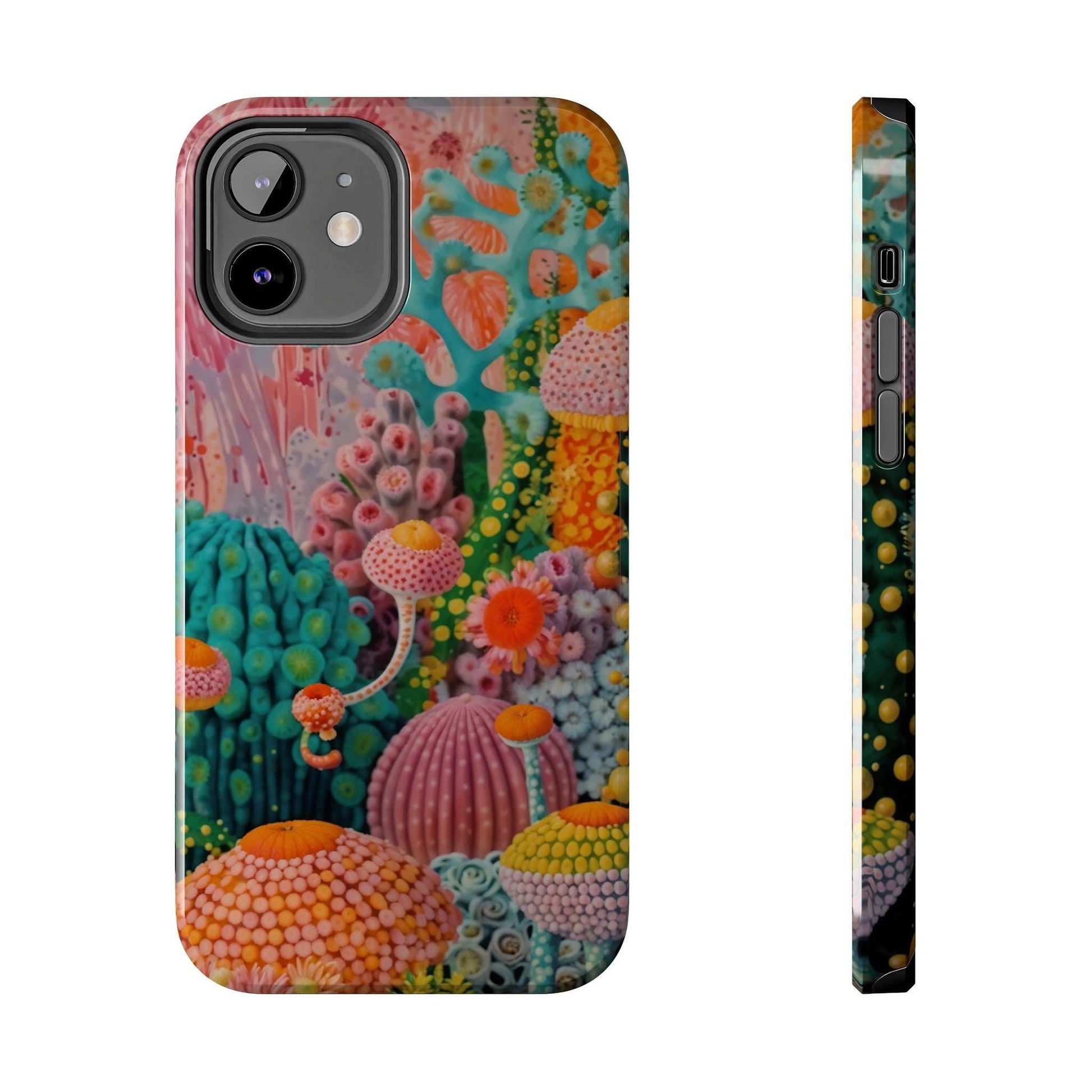 Colorful Japanese Art Print Design Inspired By Yayoi Kusama, Tough Impact Resistant 2-piece design iPhone Case