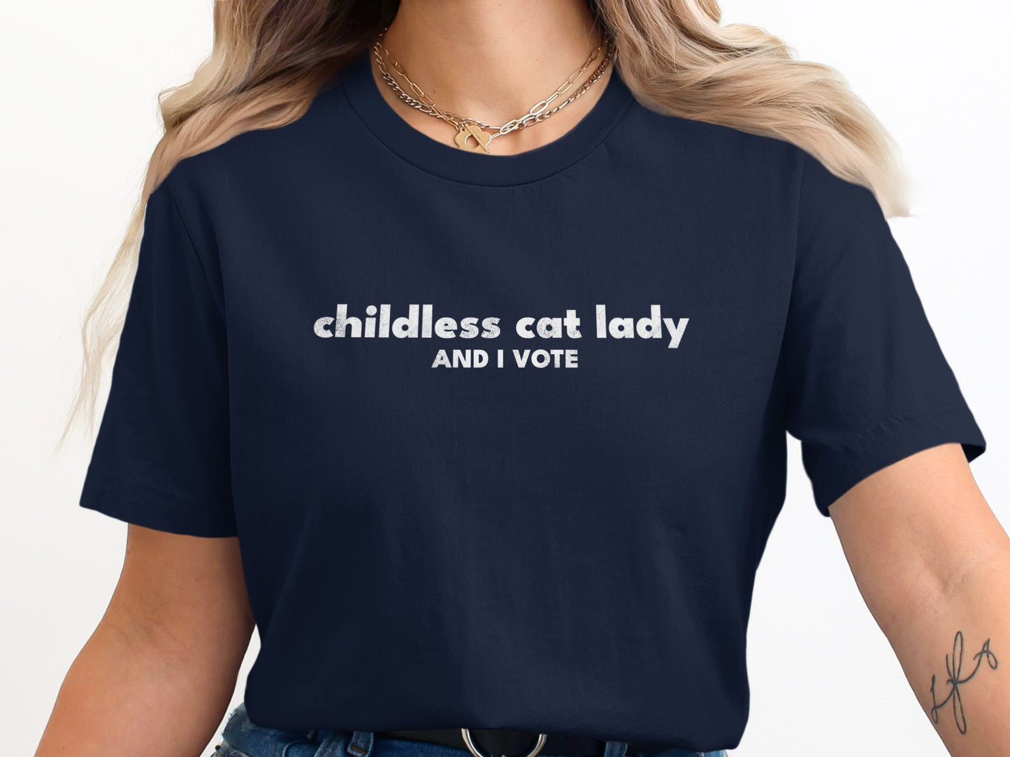 Childless Cat Lady And I Vote Shirt, Democracy T-shirt For Liberal Democrat Vote Blue Wave 2024 Tee