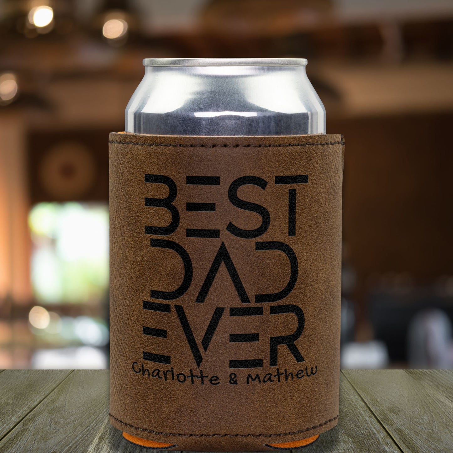 Best Dad Ever Gift Leather custom can koozies 