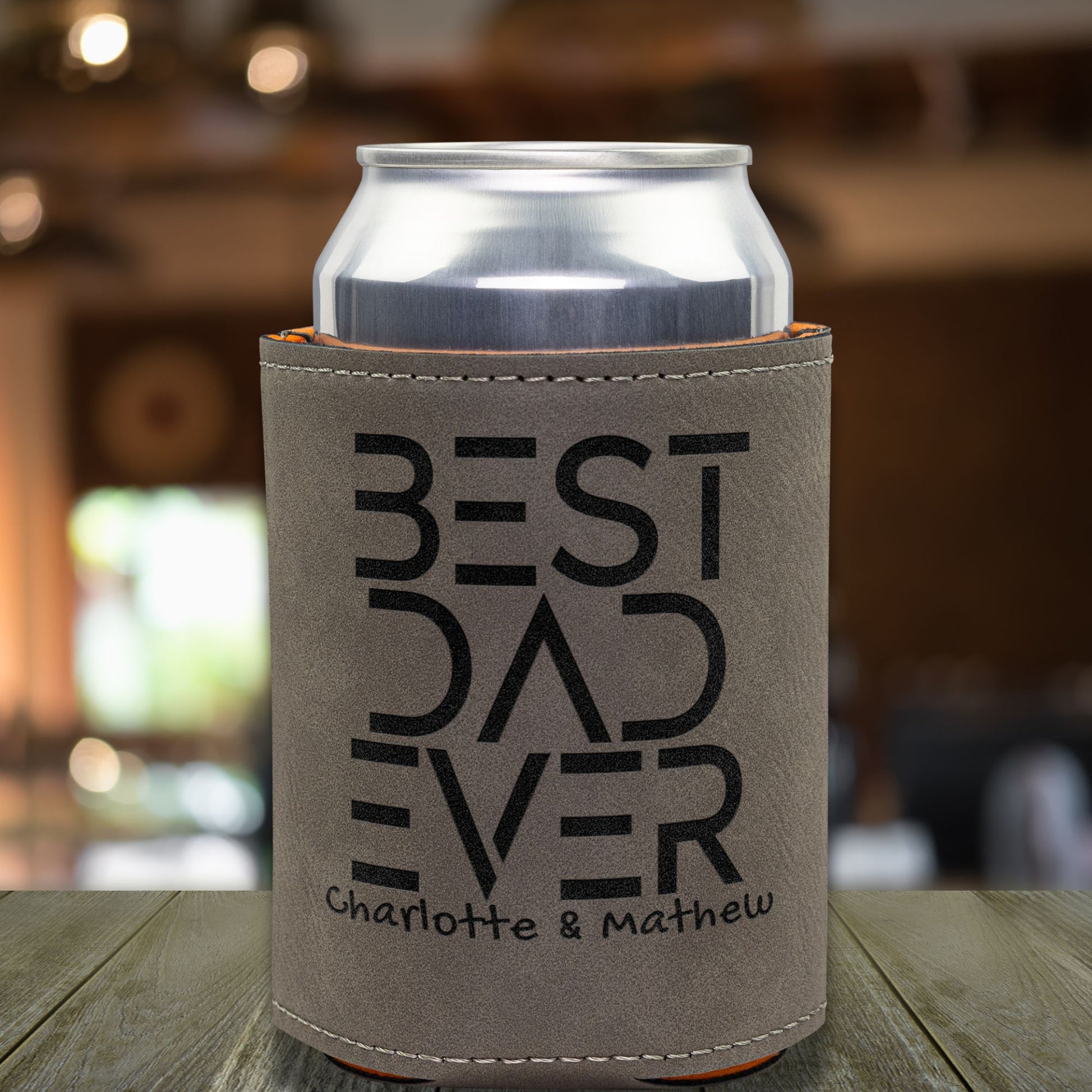 Best Dad Ever Gift Leather custom can koozies 