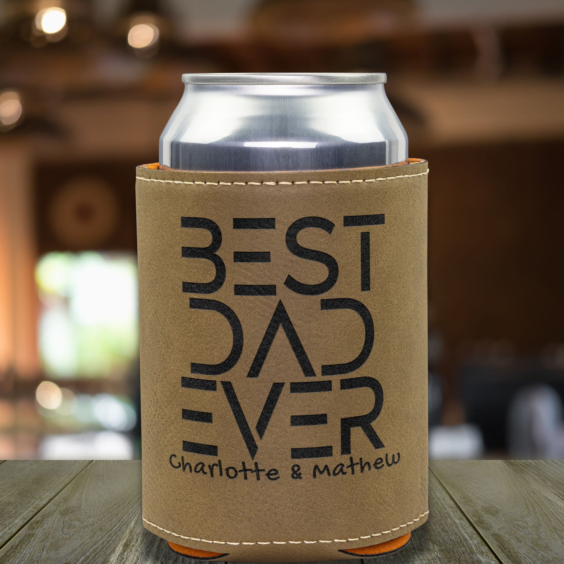 Best Dad Ever Gift Leather custom can koozies 