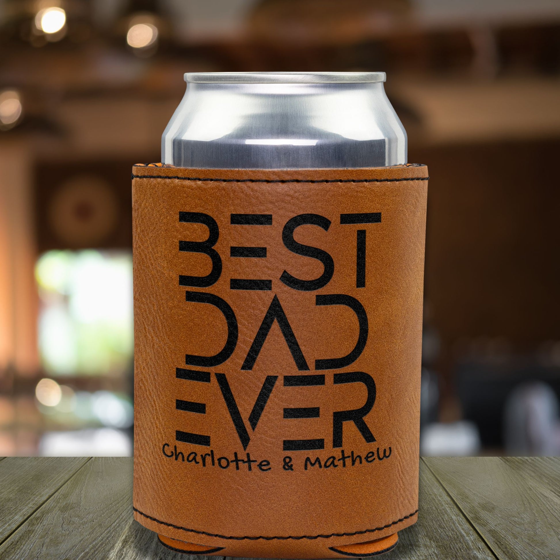 Best Dad Ever Gift Leather custom can koozies 