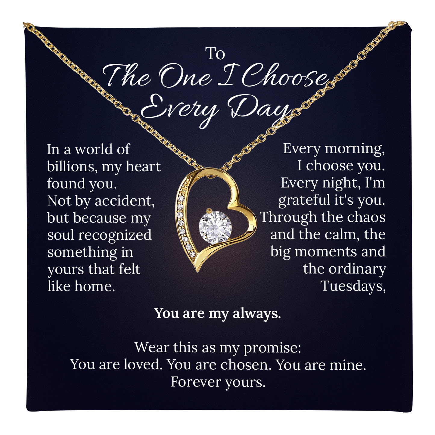 To The One I Choose - Heart Necklace, Rose Box