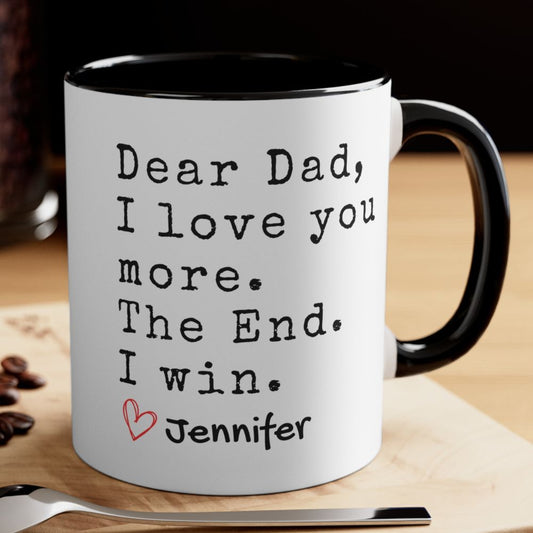 Celebrate the unbreakable bond between a father and child with our personalized dad mug. Crafted with love, this customized ceramic coffee mug is the perfect gift to honor your dad on any special occasion: Father’s Day, birthday, Christmas, Anniversary. Funny gift for the best Dad ever. Personalize with your name and let each sip be a reminder of the love and appreciation you have for him. Order now and create lasting memories with this unique and thoughtful gift.