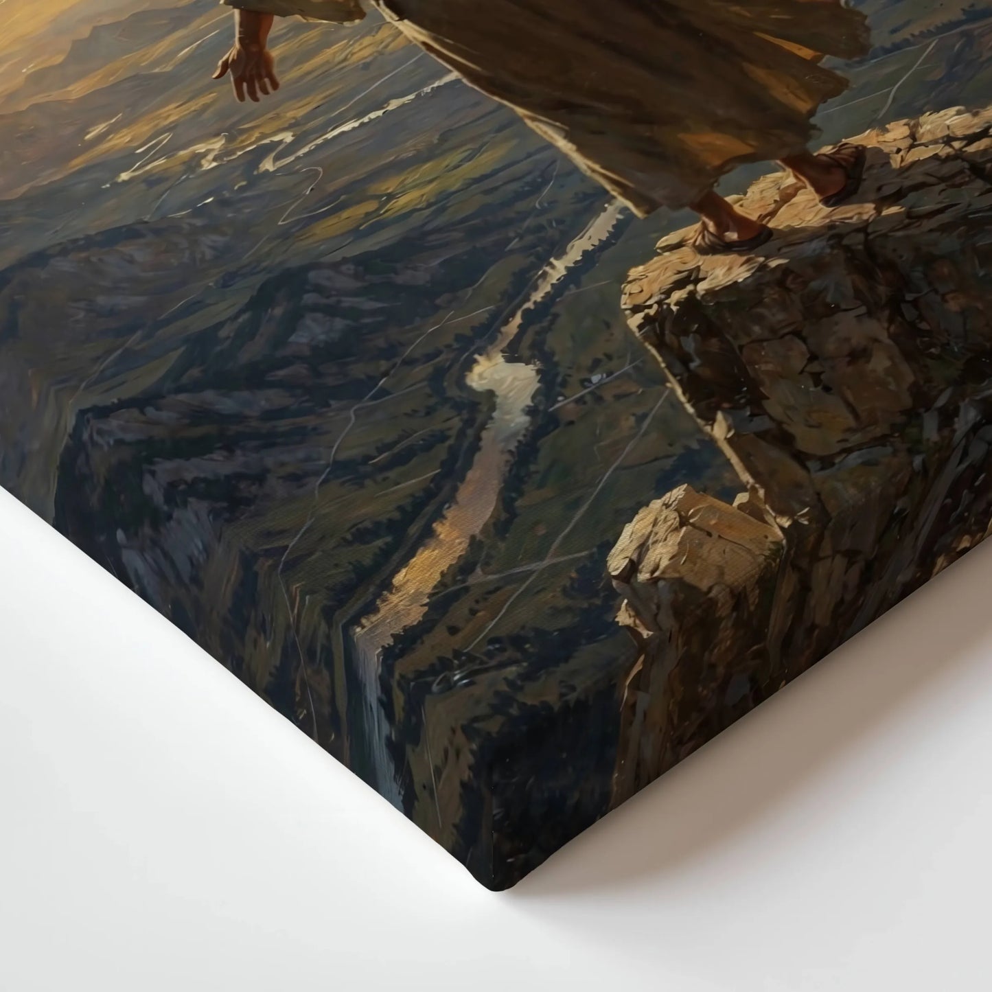 Mountaintop at Golden Hour, Jesus Canvas Wall Art