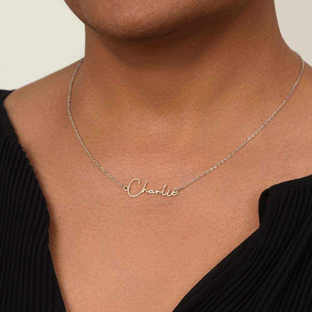 Encouragement Gift To Daughter from Mom & Dad-Signature Name Necklace