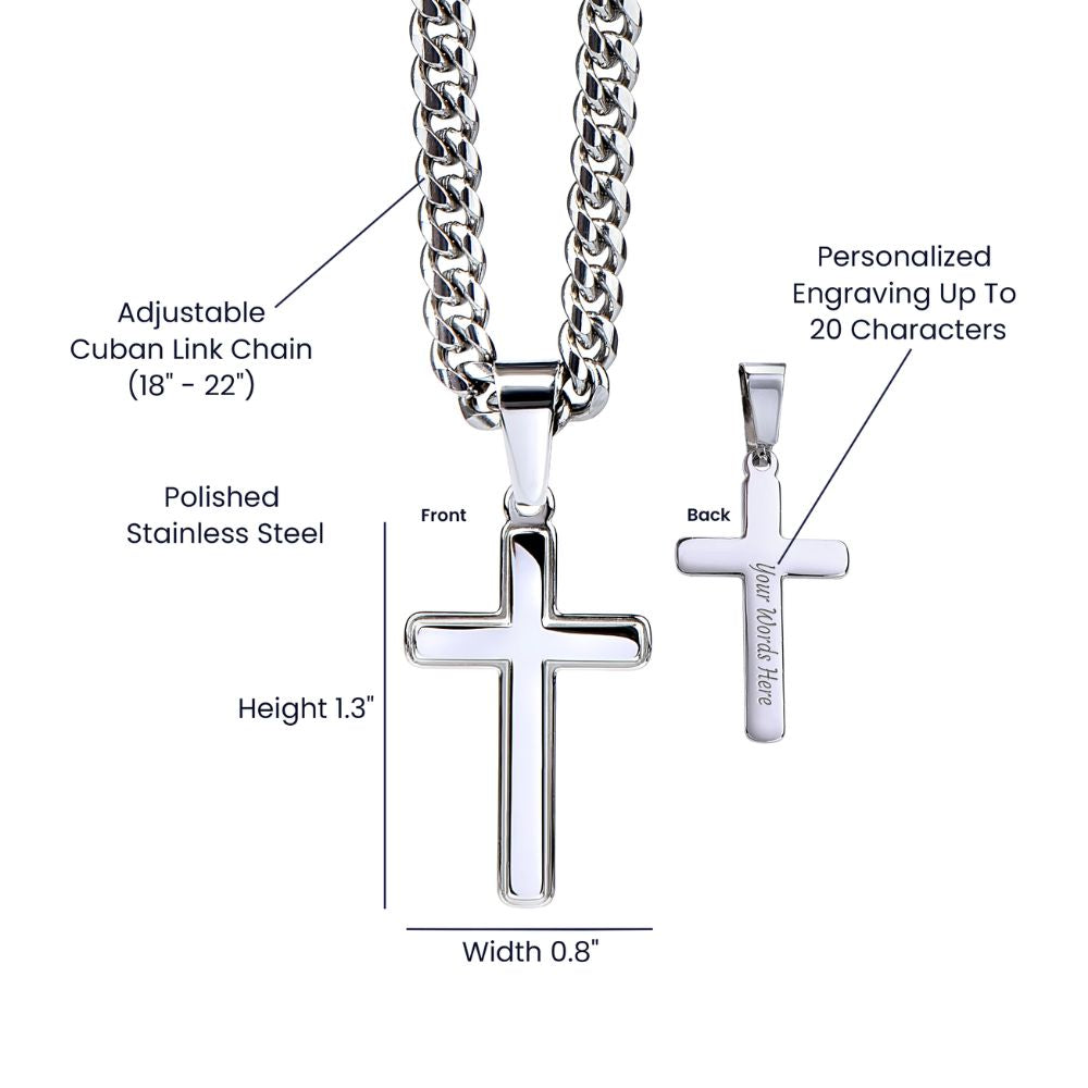 To My Husband Cuban Link Chain & Cross | Personalized