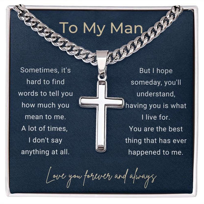 To My Man Cuban Link Chain & Engraved Cross