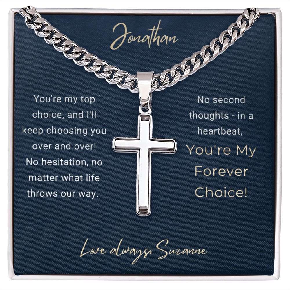 Personalized Cuban Link Chain & Engraved Cross | Forever Choice