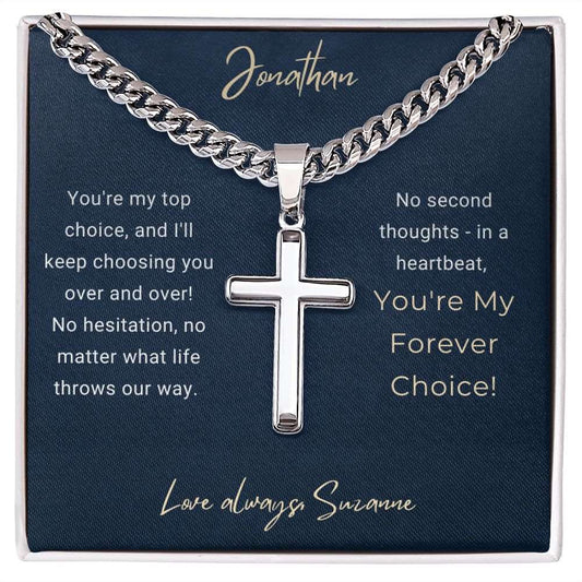 Personalized Cuban Link Chain & Engraved Cross | Forever Choice