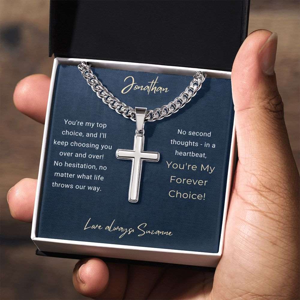 Personalized Cuban Link Chain & Engraved Cross | Forever Choice