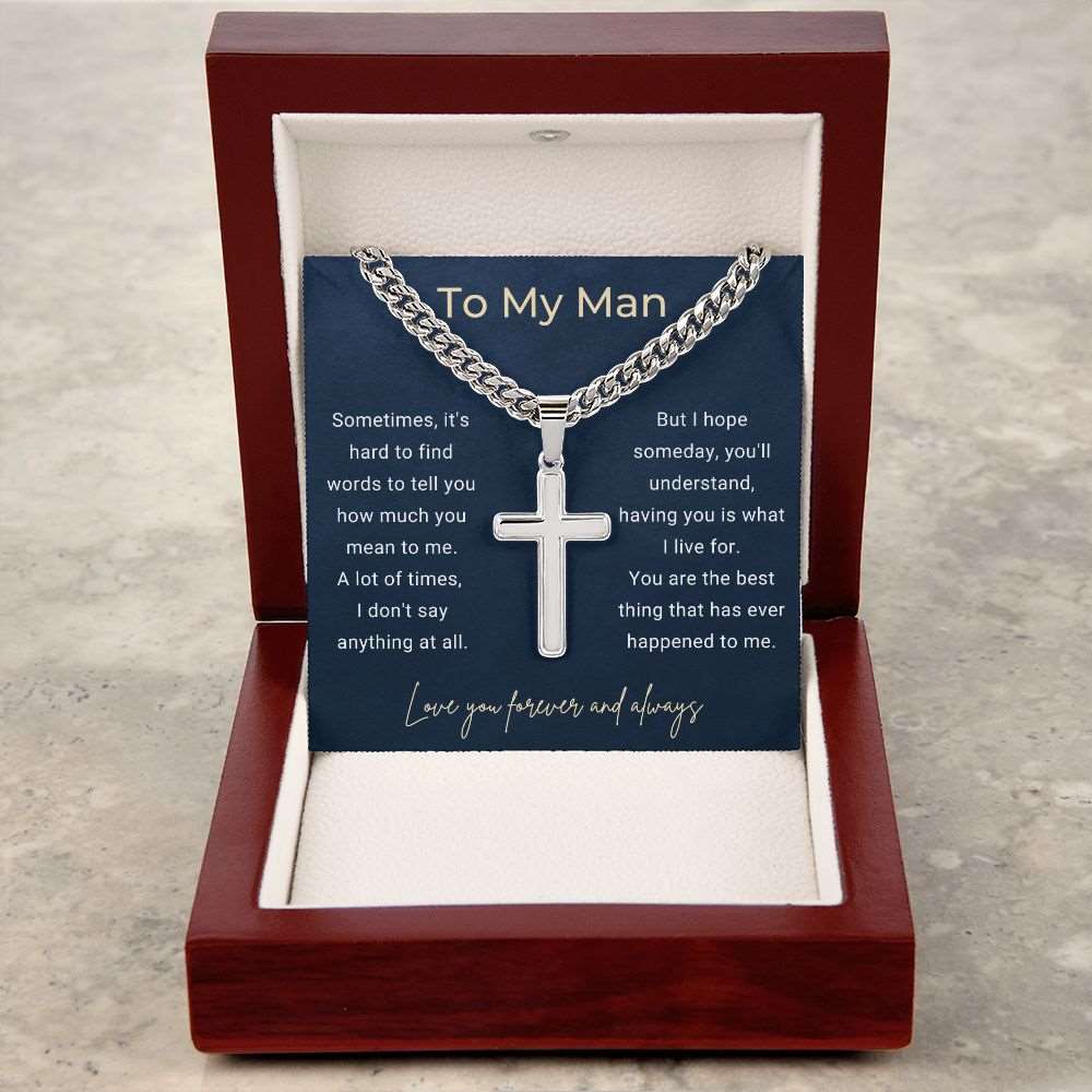 To My Man Cuban Link Chain & Engraved Cross