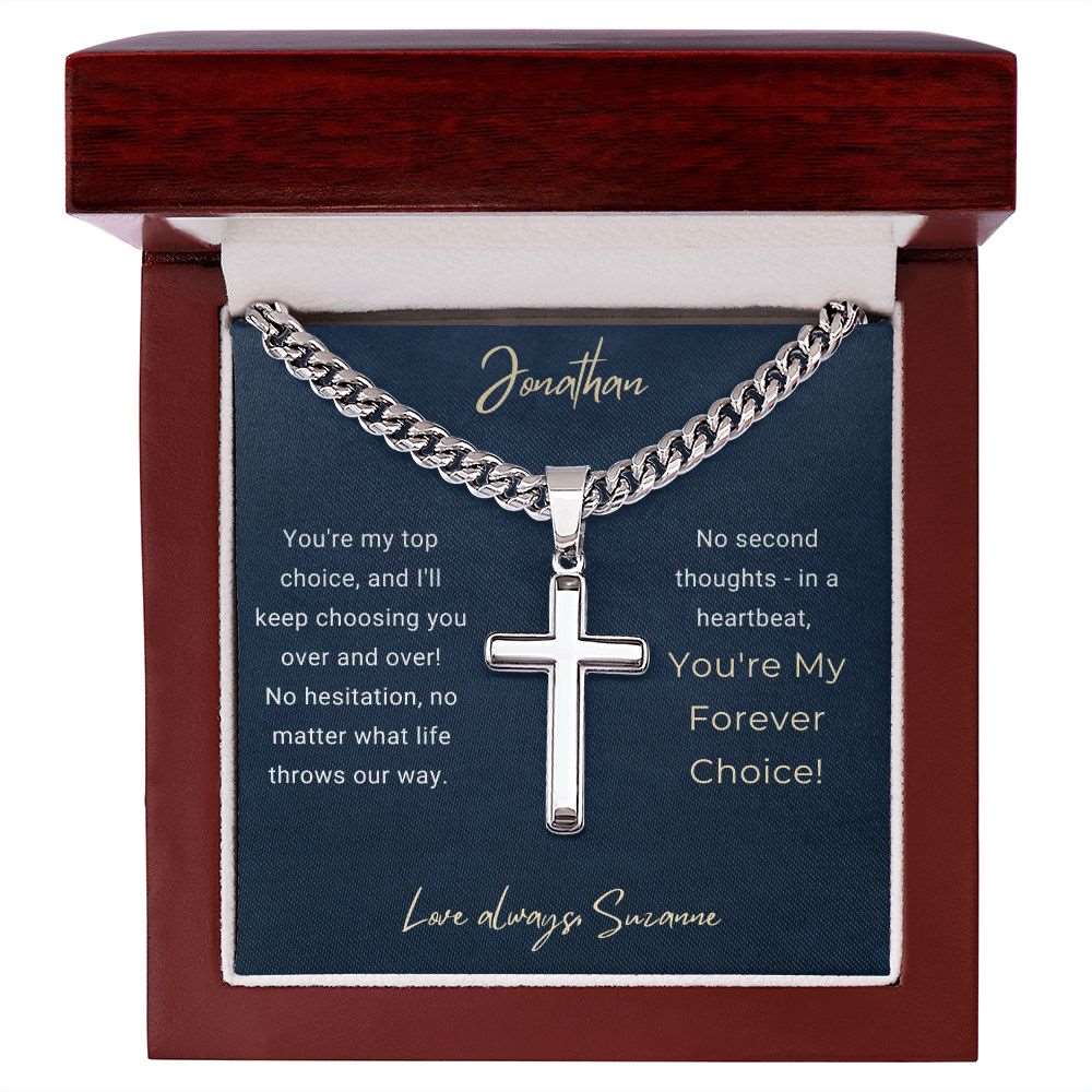 Personalized Cuban Link Chain & Engraved Cross | Forever Choice