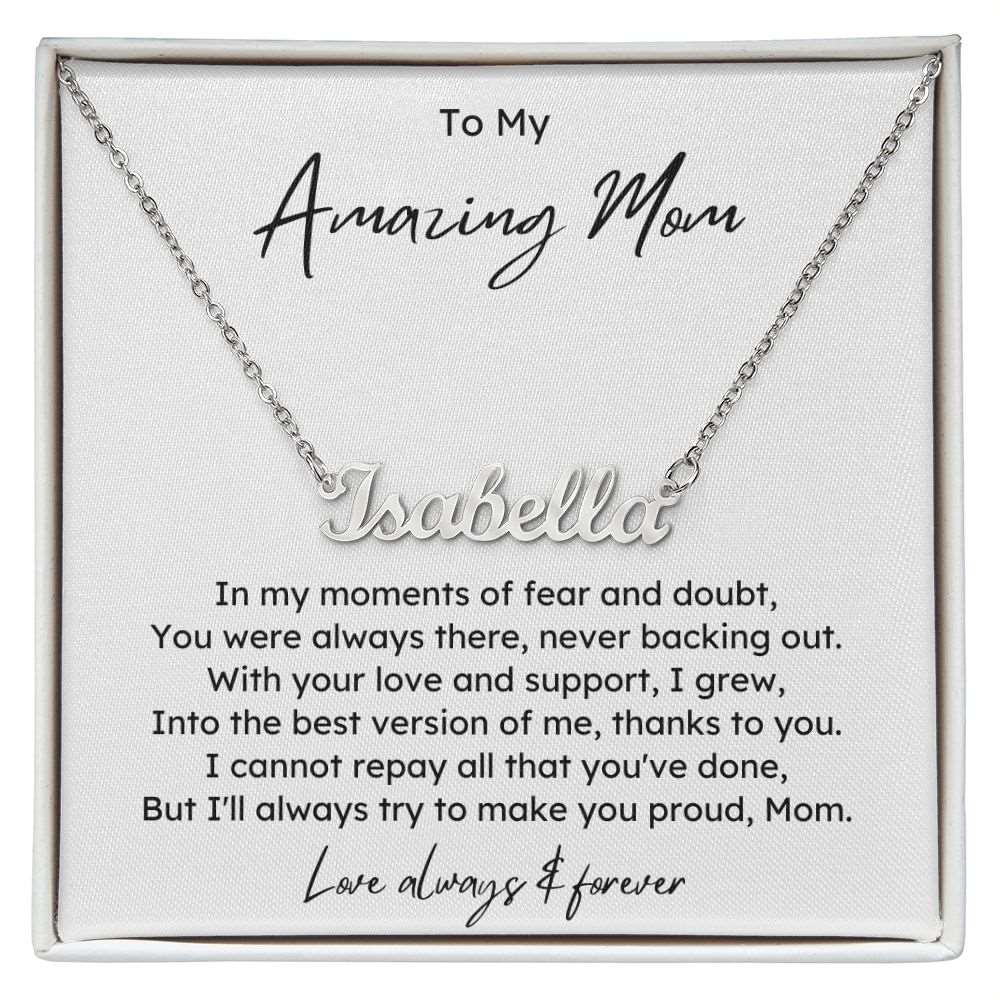 Amazing Mom Name Necklace