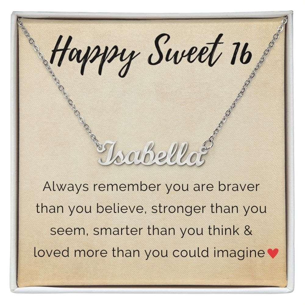 Personalized Sweet 16 Birthday Name Necklace