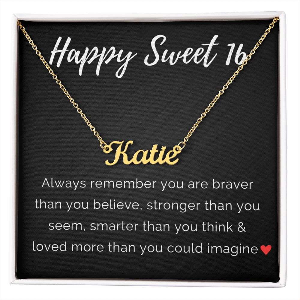 Personalized Sweet 16 Birthday Name Necklace