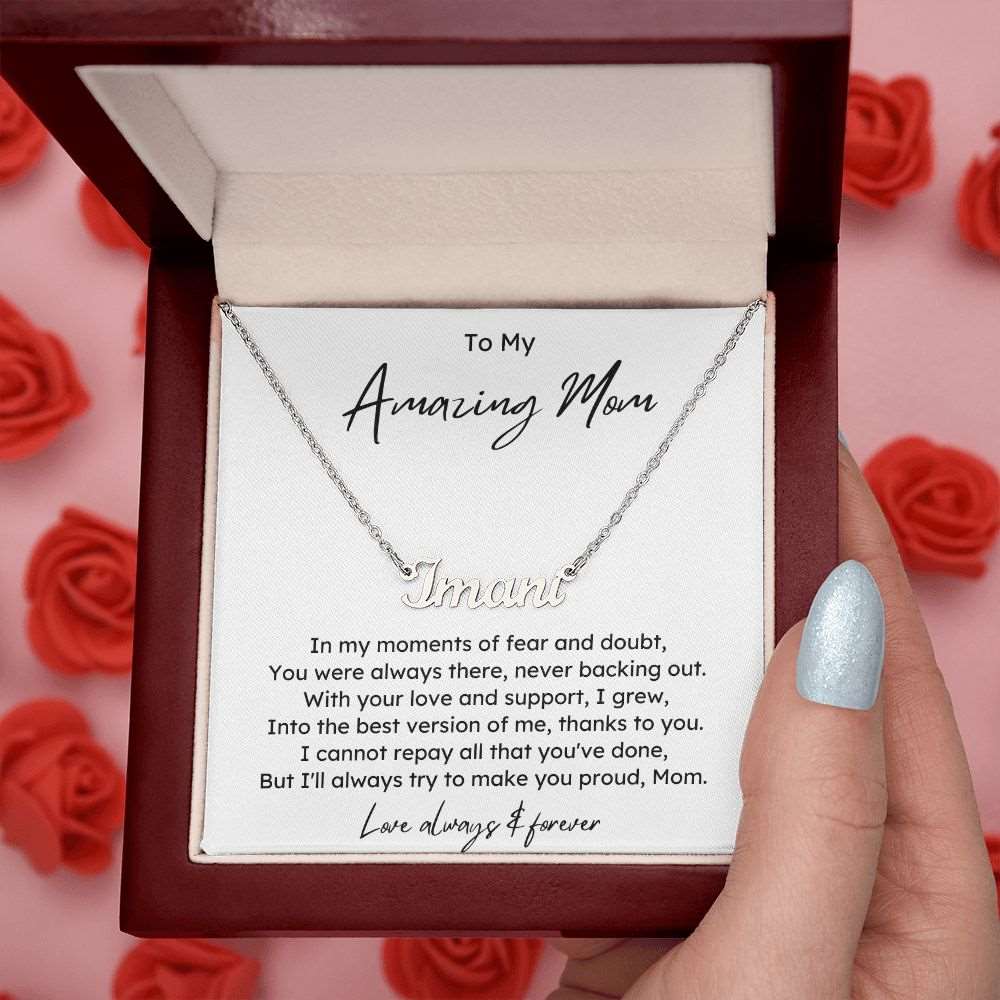 Amazing Mom Name Necklace