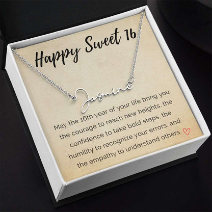 Personalized Sweet 16 Birthday Signature Name Necklace