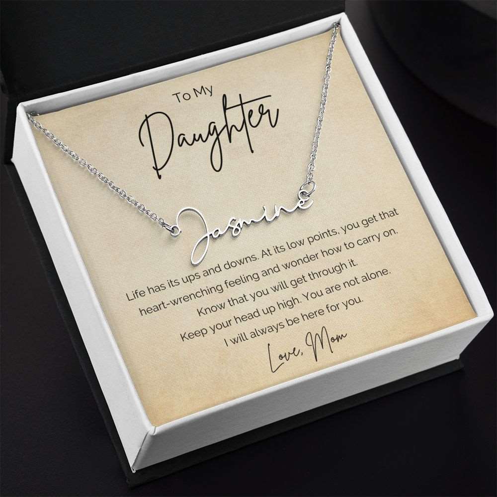 Encouragement Gift To Daughter from Mom-Signature Name Necklace