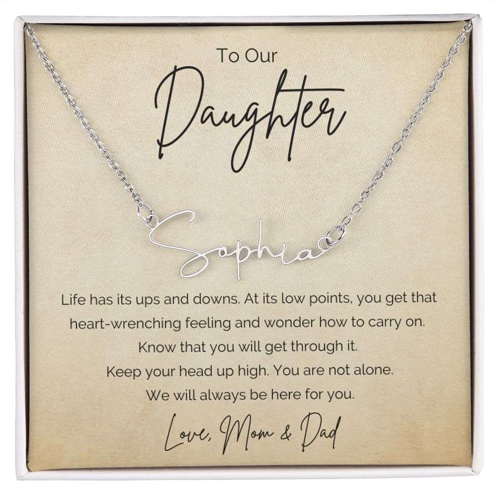 Encouragement Gift To Daughter from Dad-Signature Name Necklace Someone going through a difficult time needs to know they are loved and supported. dainty Signature Style Name Necklace  Encouragement gift, Inspirational Gift, Motivational Gift, Sympathy Gift, gift to daughter, Uplifting Gift, Suicide Prevention, Mental Health Gift, Thinking Of You, Loss Of Job, Divorce Gift, Breakup, depression. 