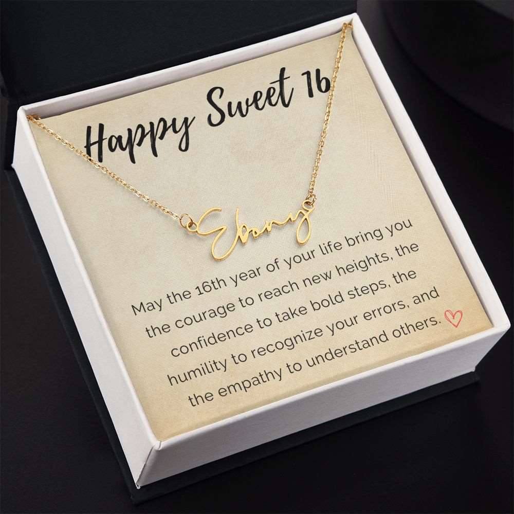 Personalized Sweet 16 Birthday Signature Name Necklace