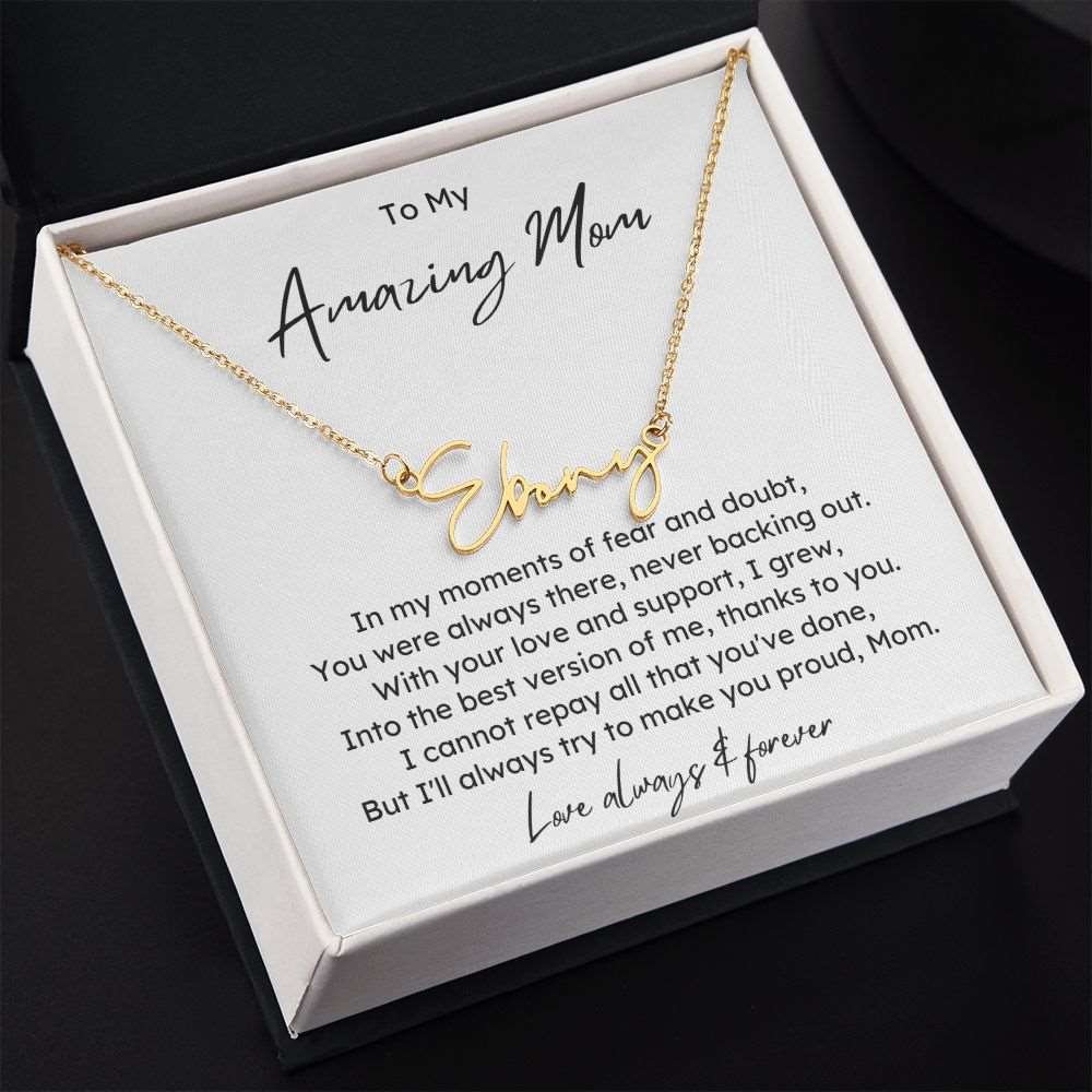 To Amazing Mom Signature Name Necklace