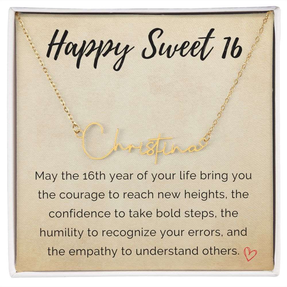 Personalized Sweet 16 Birthday Signature Name Necklace